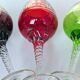 Set of 3 colored wine glasses - Ruby, red, green, gold and twisted foot