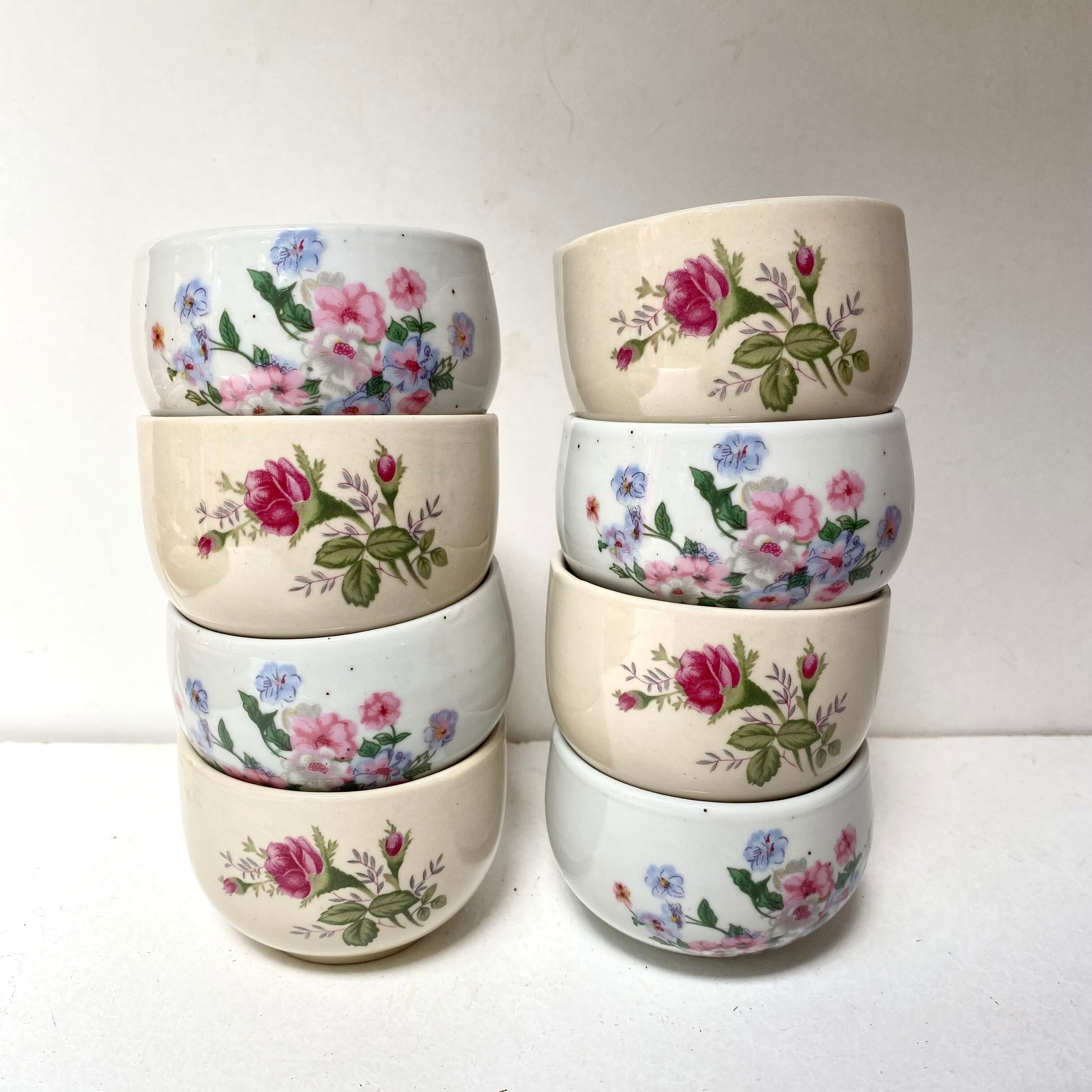 Vintage stoneware coffee tea cups
