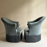 Blue velvet frog armchairs