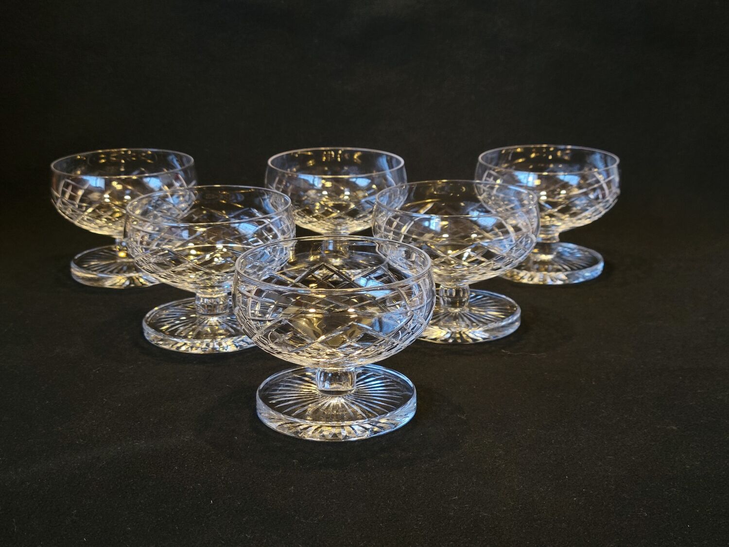 6 St Saint Louis champagne glasses Florian model in cut crystal 539