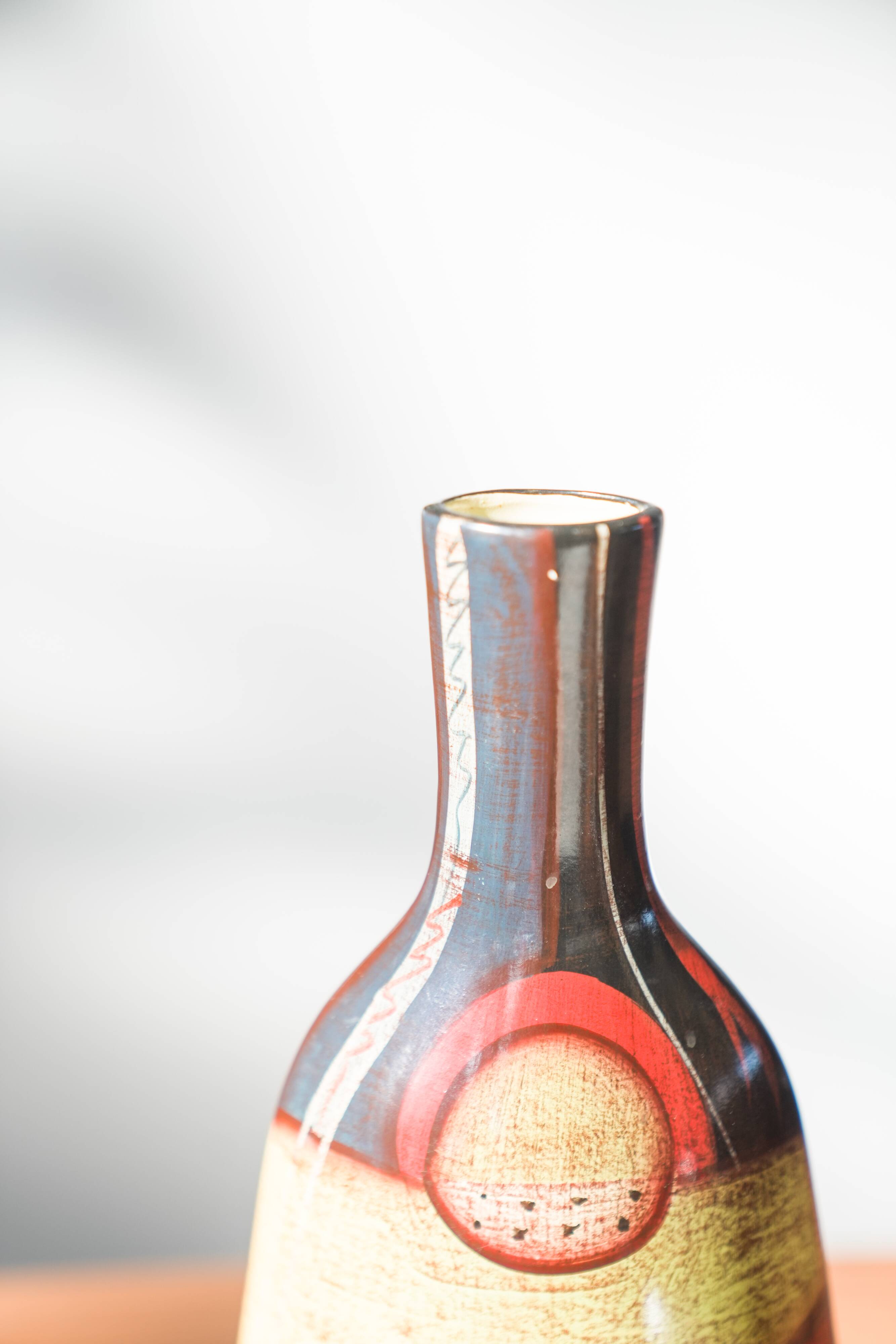 1970s-80s Hand-Painted Terracotta Vases