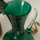 Vintage green blown glass jug vase
