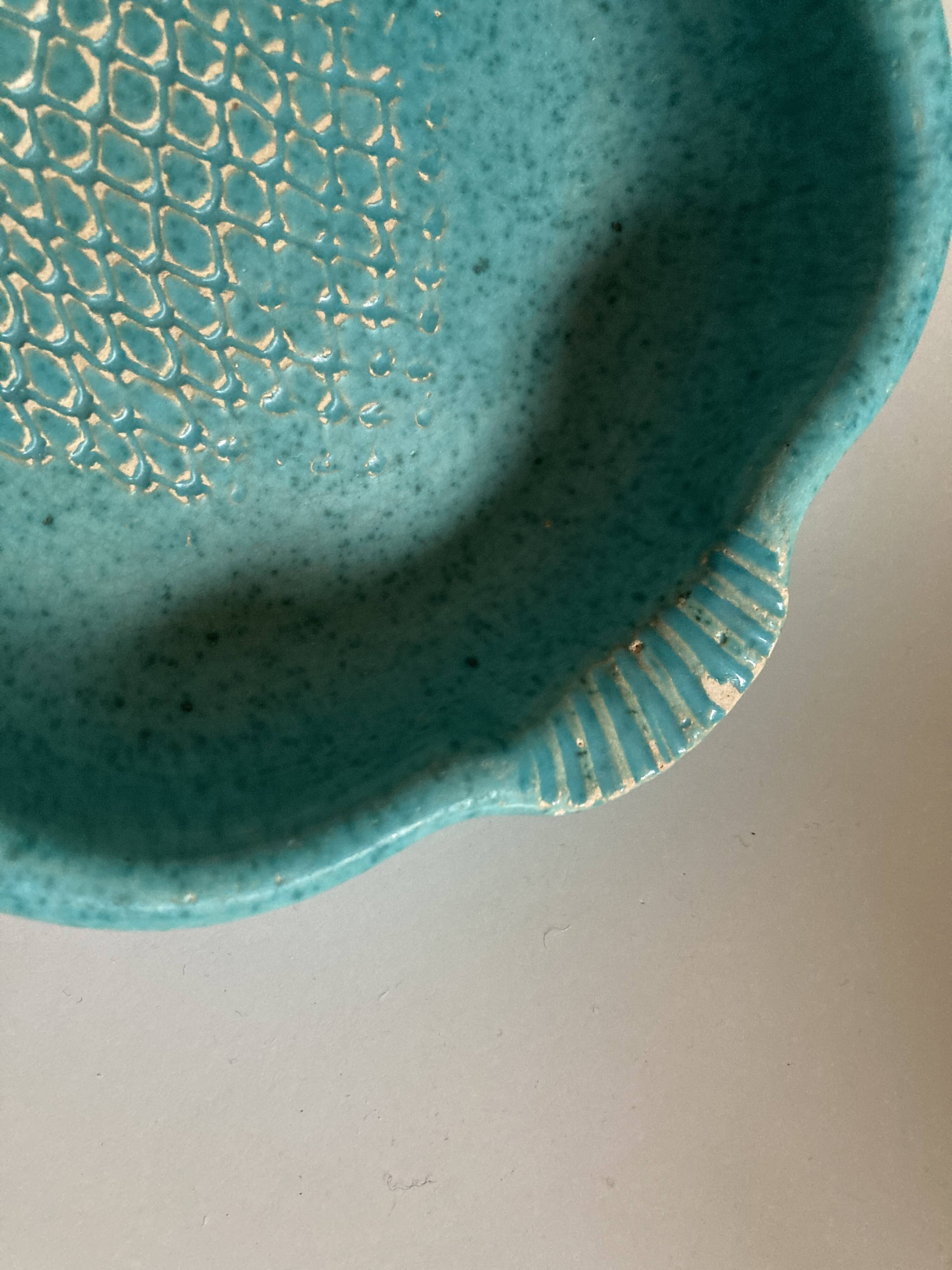 Vallauris turquoise fish ceramic 1950