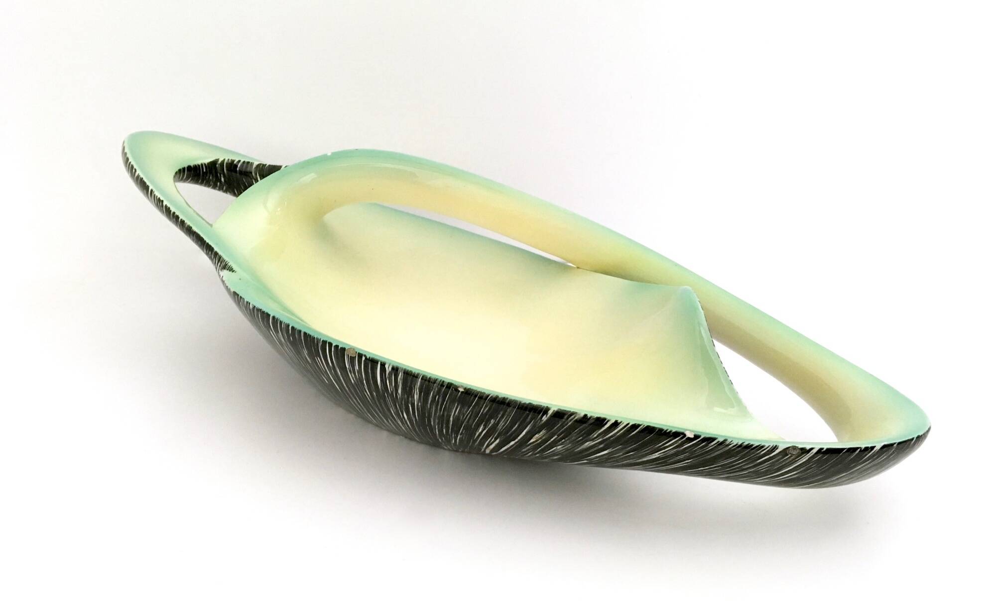Vintage Black, Yellow and Green Ceramic Centrepiece by Vibi, Italy