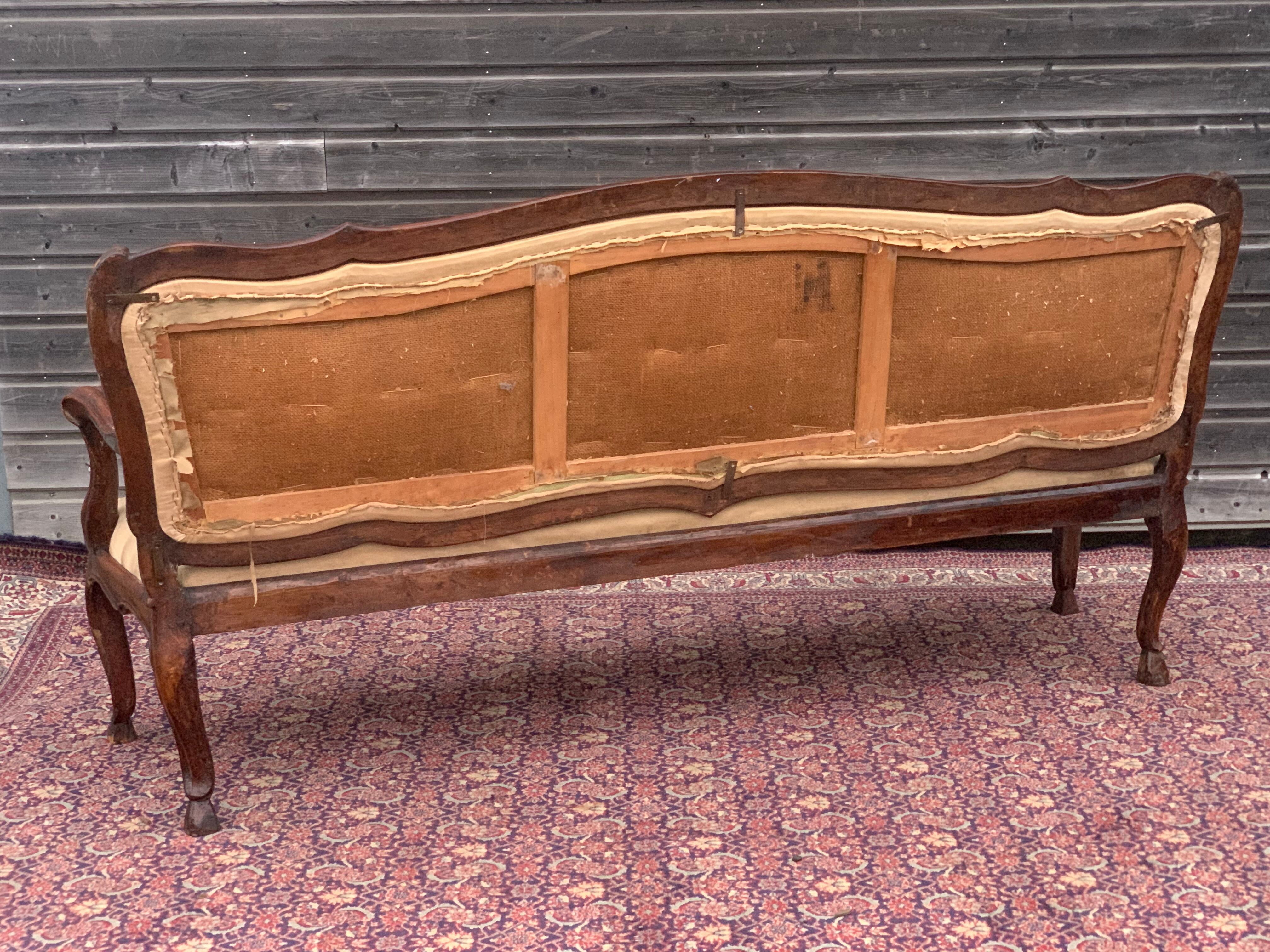 Sofa with walnut frame italy eighteenth century