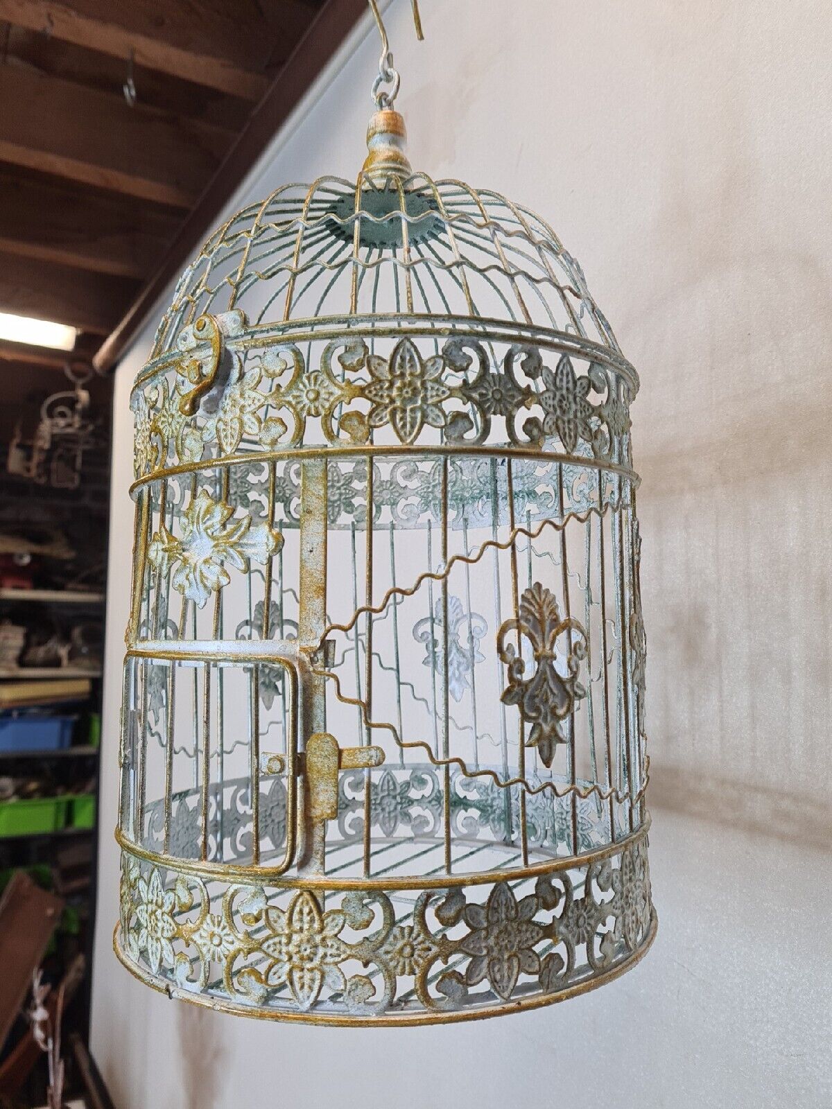 Weathered iron birdcage