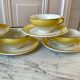 Ensemble de 5 tasses et sous-tasses jaune poussin Moulin des Loups années 50