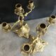 Pair of old candlesticks in bronze 3 lights rocaille style 28,5 cm