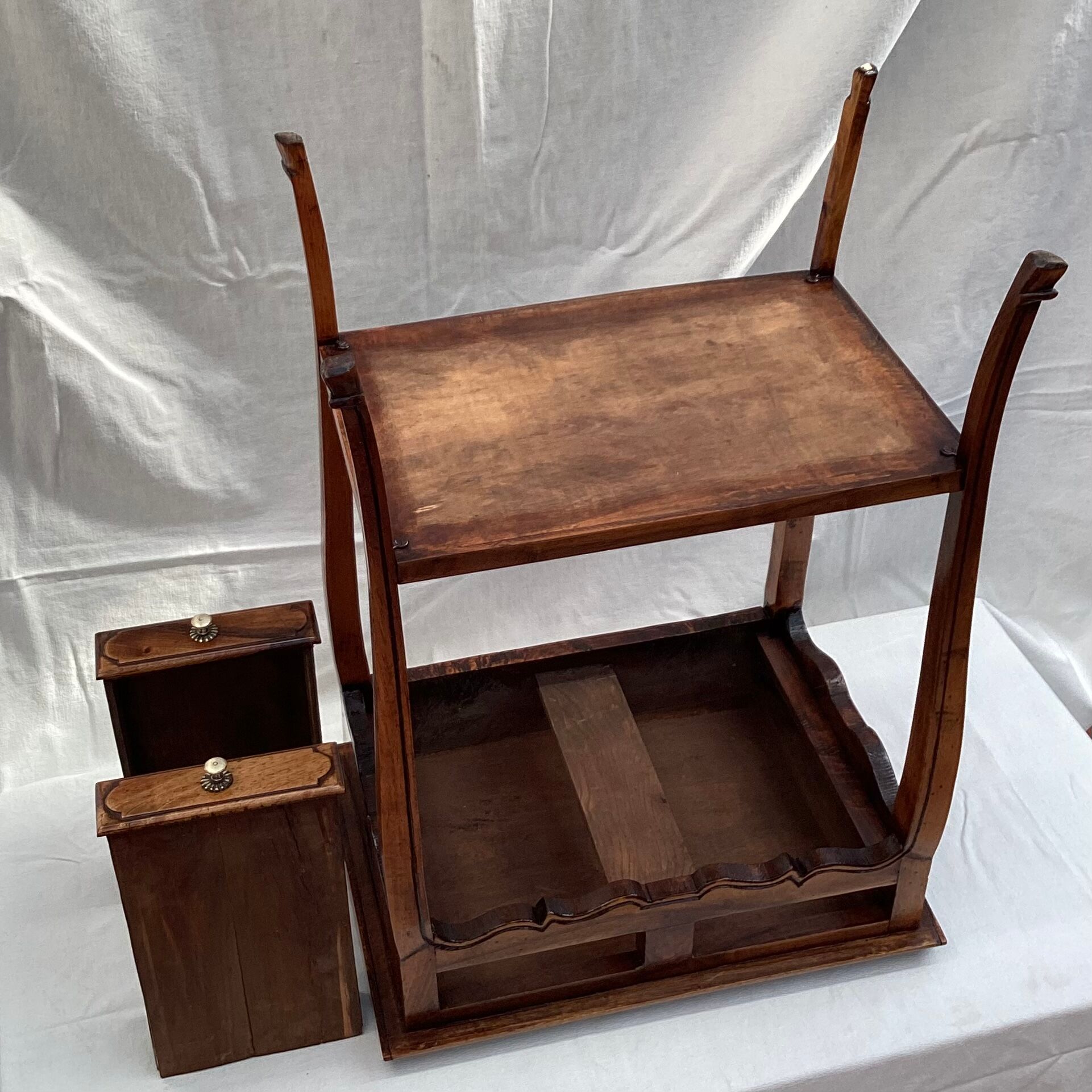 Old wooden side table with marquetry