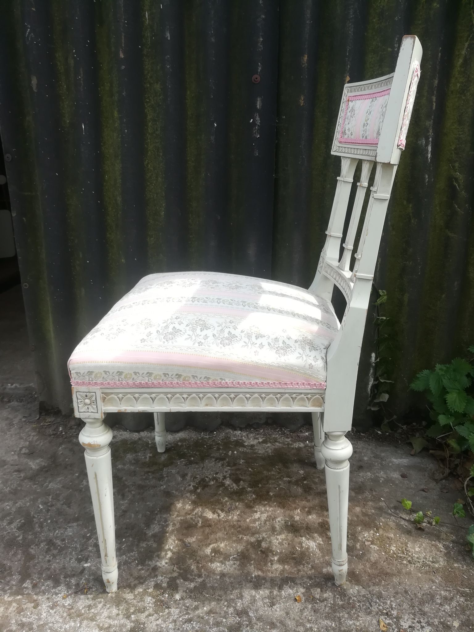 Series of 4 patinated Louis XVI style chairs