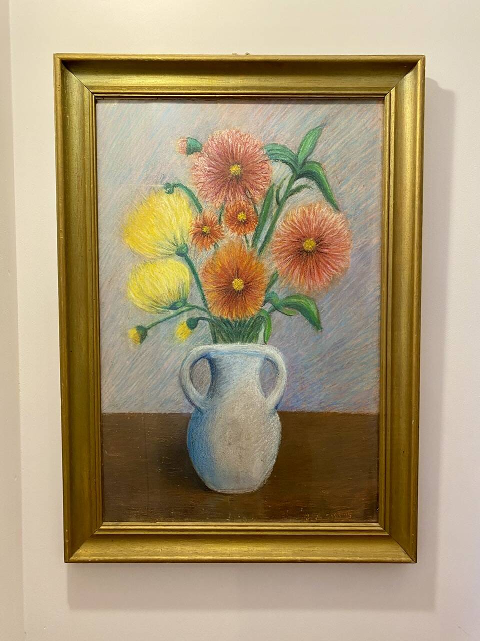 Still life with Dalhia signed J de Sereys, circa 1970.