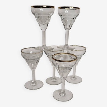 6 bistro glasses with gold rim