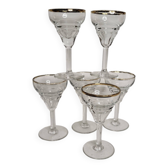 6 bistro glasses with gold rim