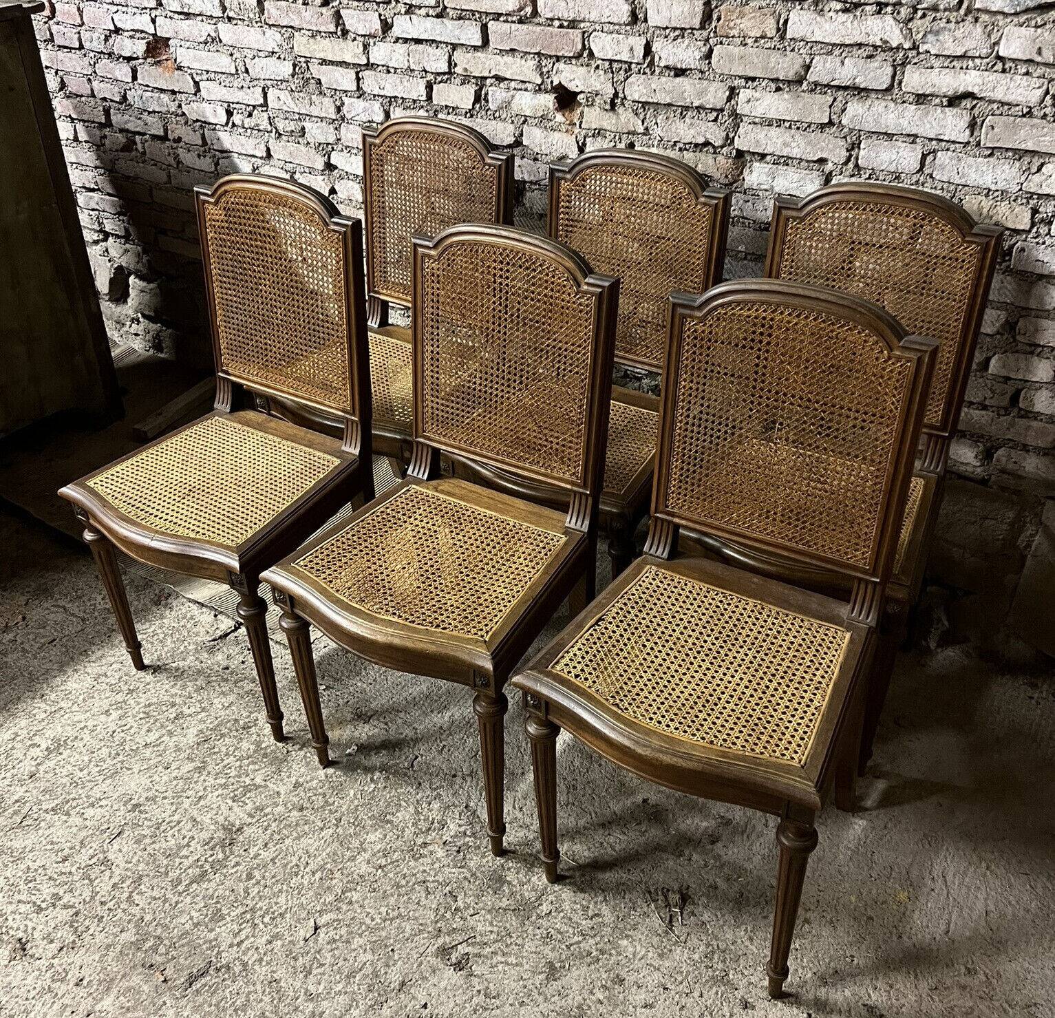Series of 6 Louis XVI style chairs in walnut circa 1880