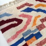 Moroccan Berber carpet Beni Ouarain ecru with colorful patterns 305x216cm
