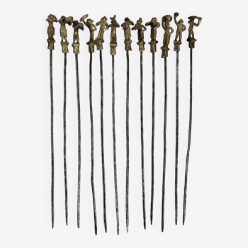 12 piques brochettes africaine bronze