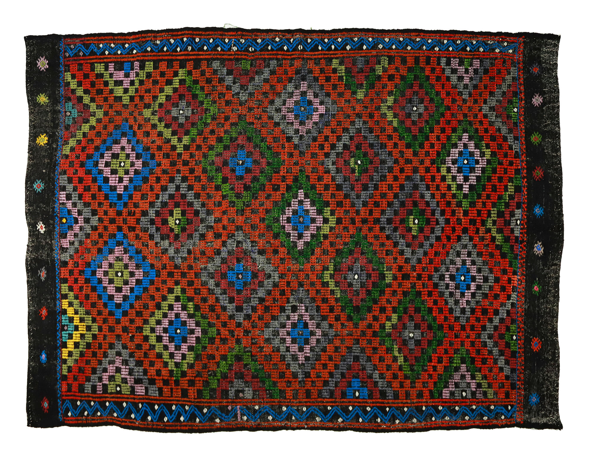 Anatolian handmade kilim rug 283 cm x 218 cm