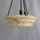 Large Art Deco Glass Pendant Light, Marbled with Rope Suspension, 1920s - 1930s