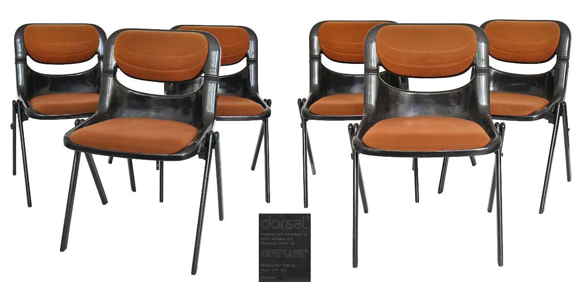 Set of 6 chairs model "Dorsal" by Emilio Ambasz and Giancarlo Piretti.