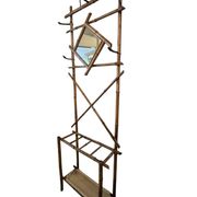 Art Deco, coat rack with bamboo mirror, diamond shape, around 1930.