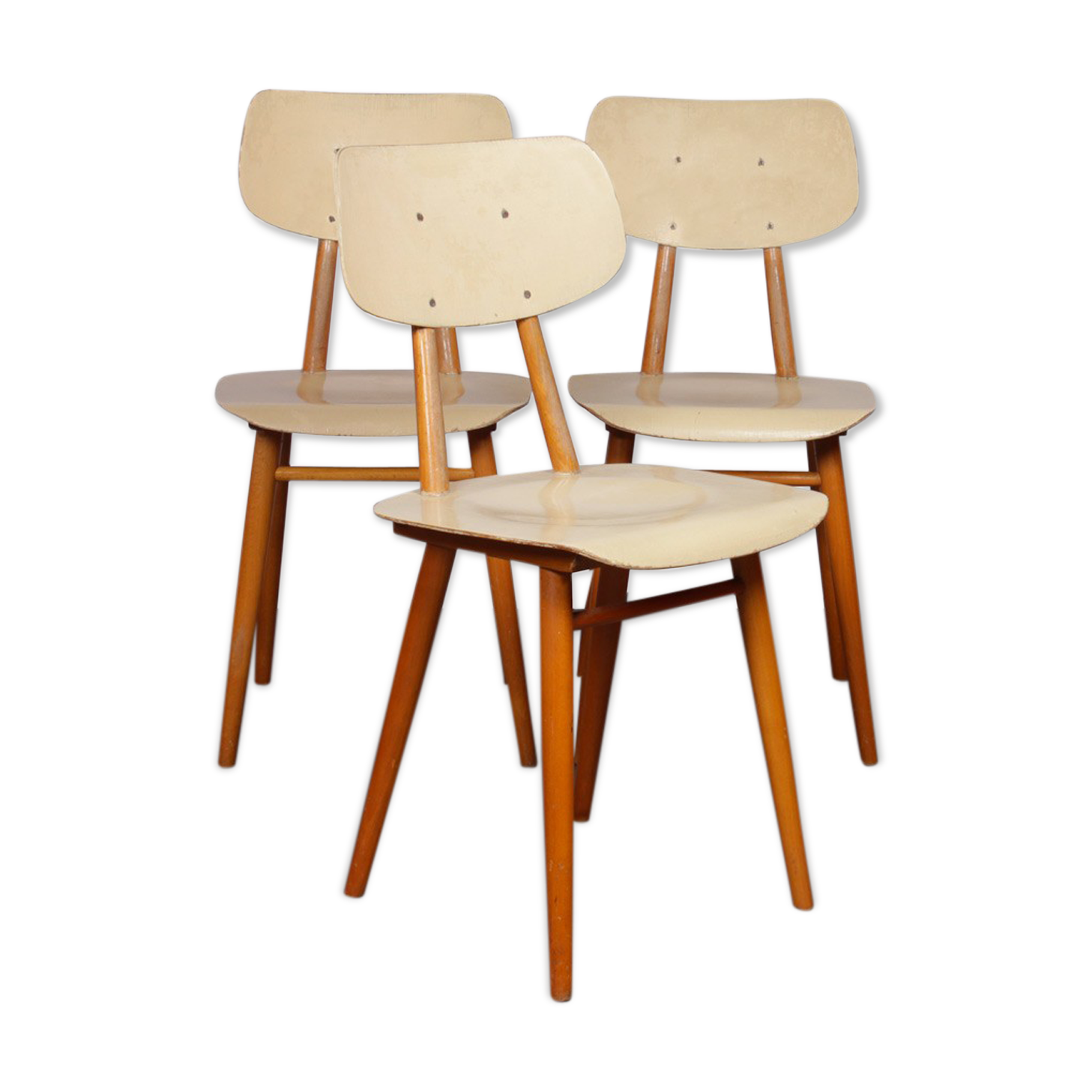 Suite of 3 vintage chairs for Ton, Czech design, 1960