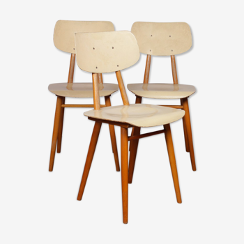 Suite de 3 chaises vintage pour Ton, design tchèque, 1960