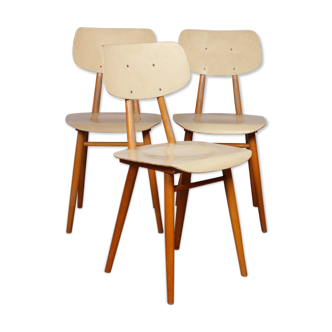 Suite de 3 chaises vintage pour Ton, design tchèque, 1960