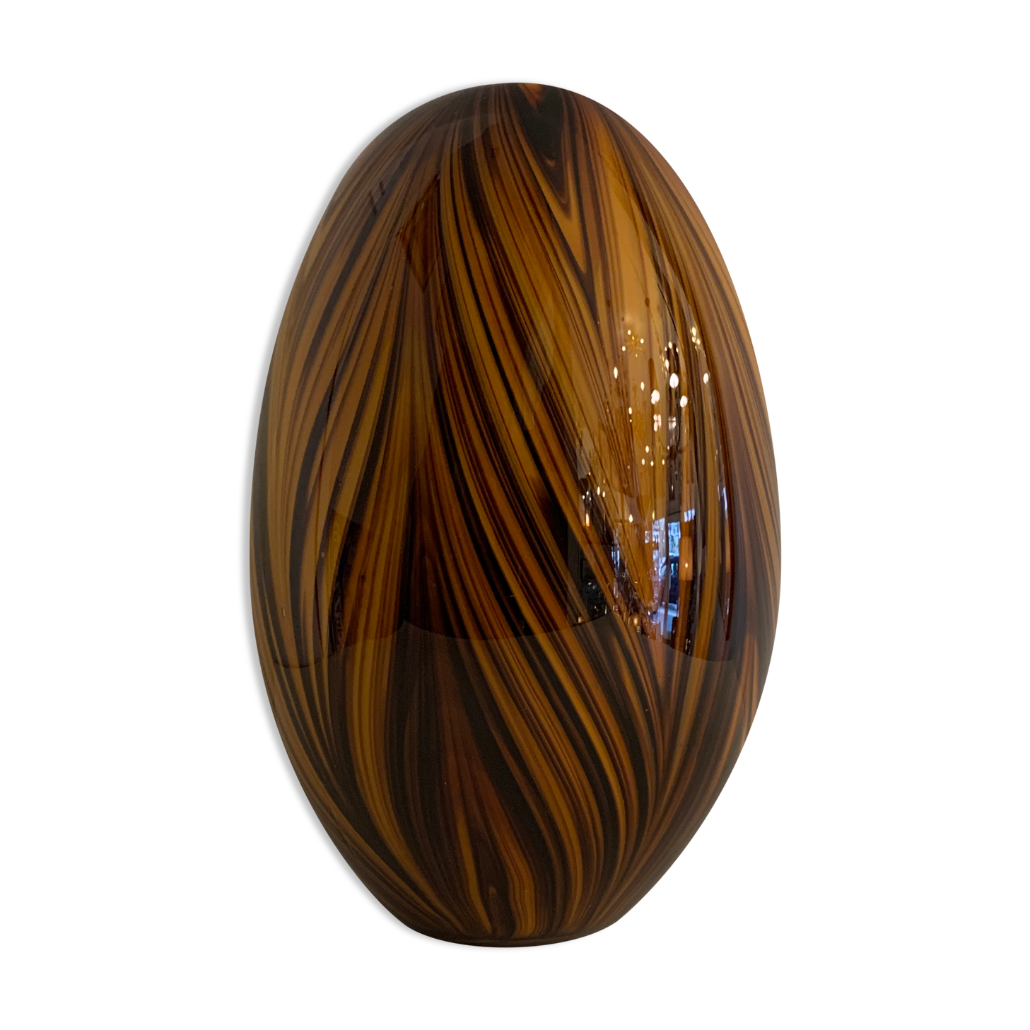 Yellow and black glass vase