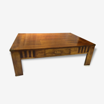 Table basse en bois massif (marqueterie)