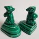 Pair of dog-shaped dog-shaped art deco dogs in green dabbling