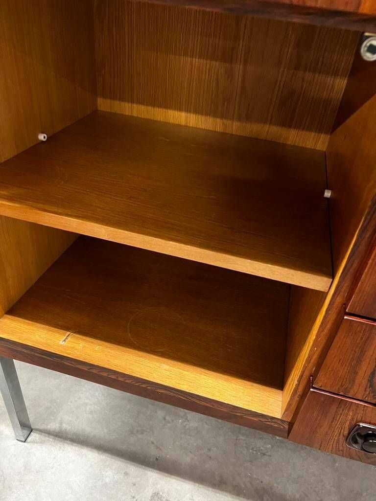 Vintage wooden bar cabinet with chrome frame