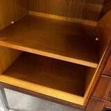 Vintage wooden bar cabinet with chrome frame