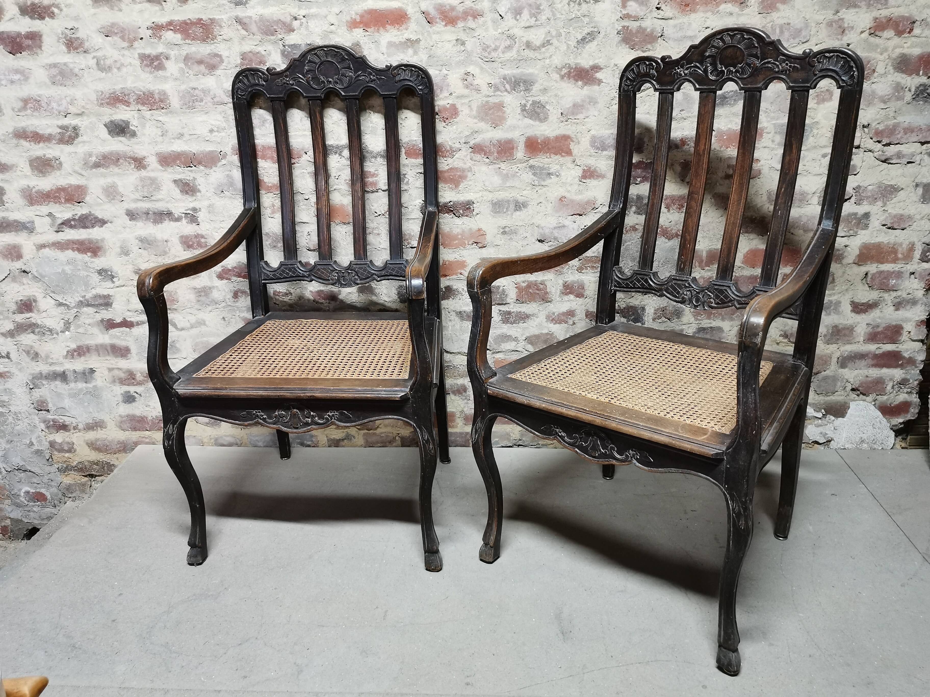 Paire de Fauteuils Cannés anciens , Style Louis XV / régence
