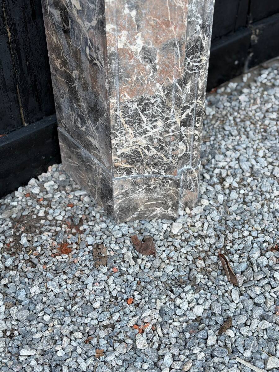 Regency-style fireplace in grey Ardennes marble from around 1900.