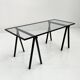 Trestle desk in glass and metal by Rodney Kinsman for Bieffeplast, 80
