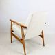 Armchair 'Lis', 1970s, white boucle, design by Henryk Lis - natural beech wood