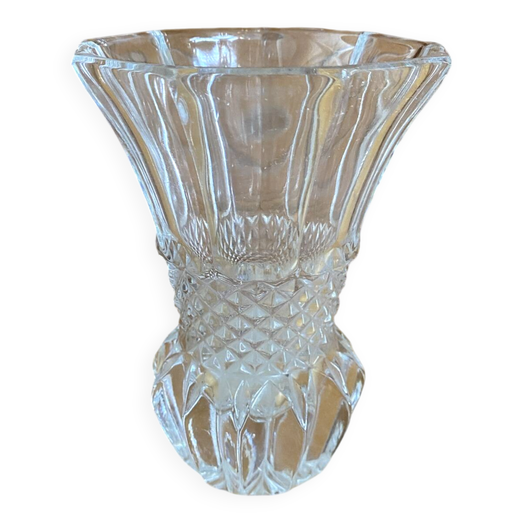 Antique vase val saint lambert model baden diamond cut crystal vintage