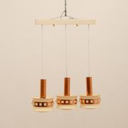 Vintage hanging lamp with three cut glass lampshades, Kamenický Šenov, 1970´s