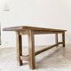 Authentic farmhouse bench in solid oak, entirely made of raw wood.