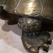 Tortue en laiton xxe patine dorée