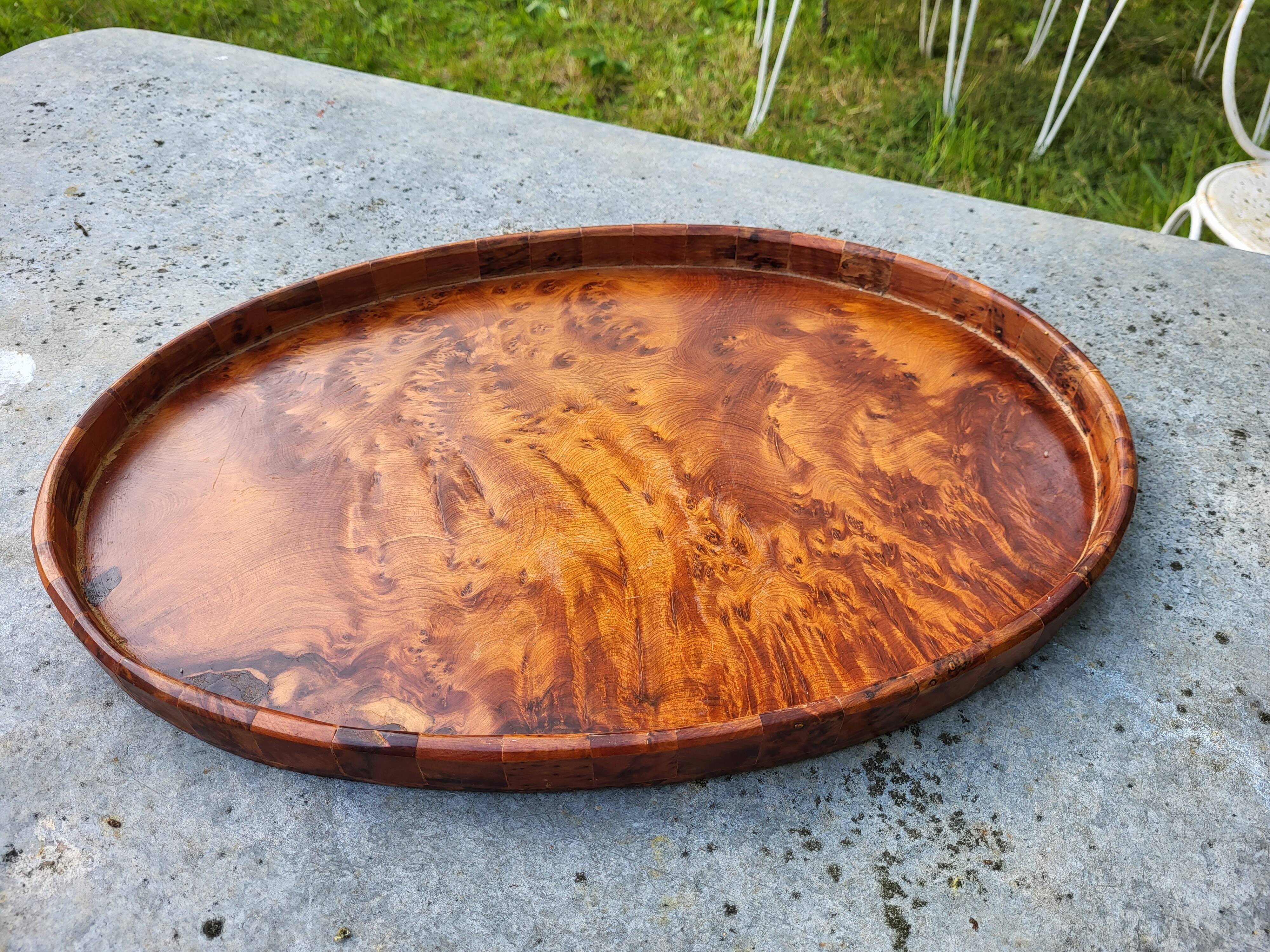 Oval wooden tray