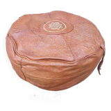 large vintage Moroccan leather pouf