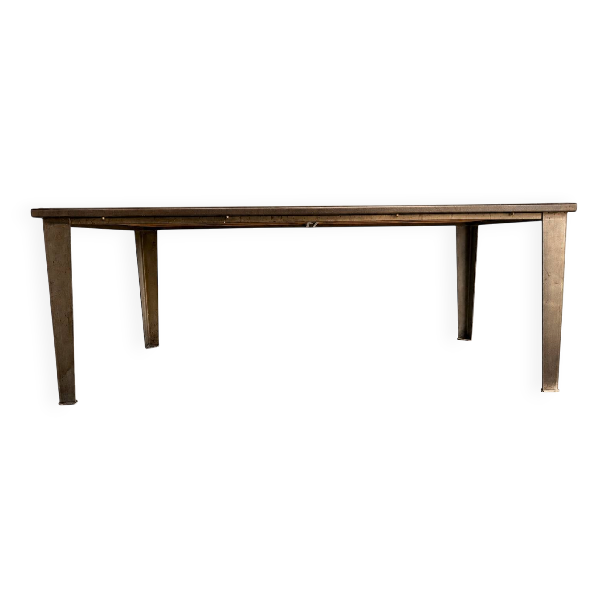 Industrial table made from old bumper car flooring.