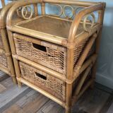 Pair of rattan bedside tables from the 70s
