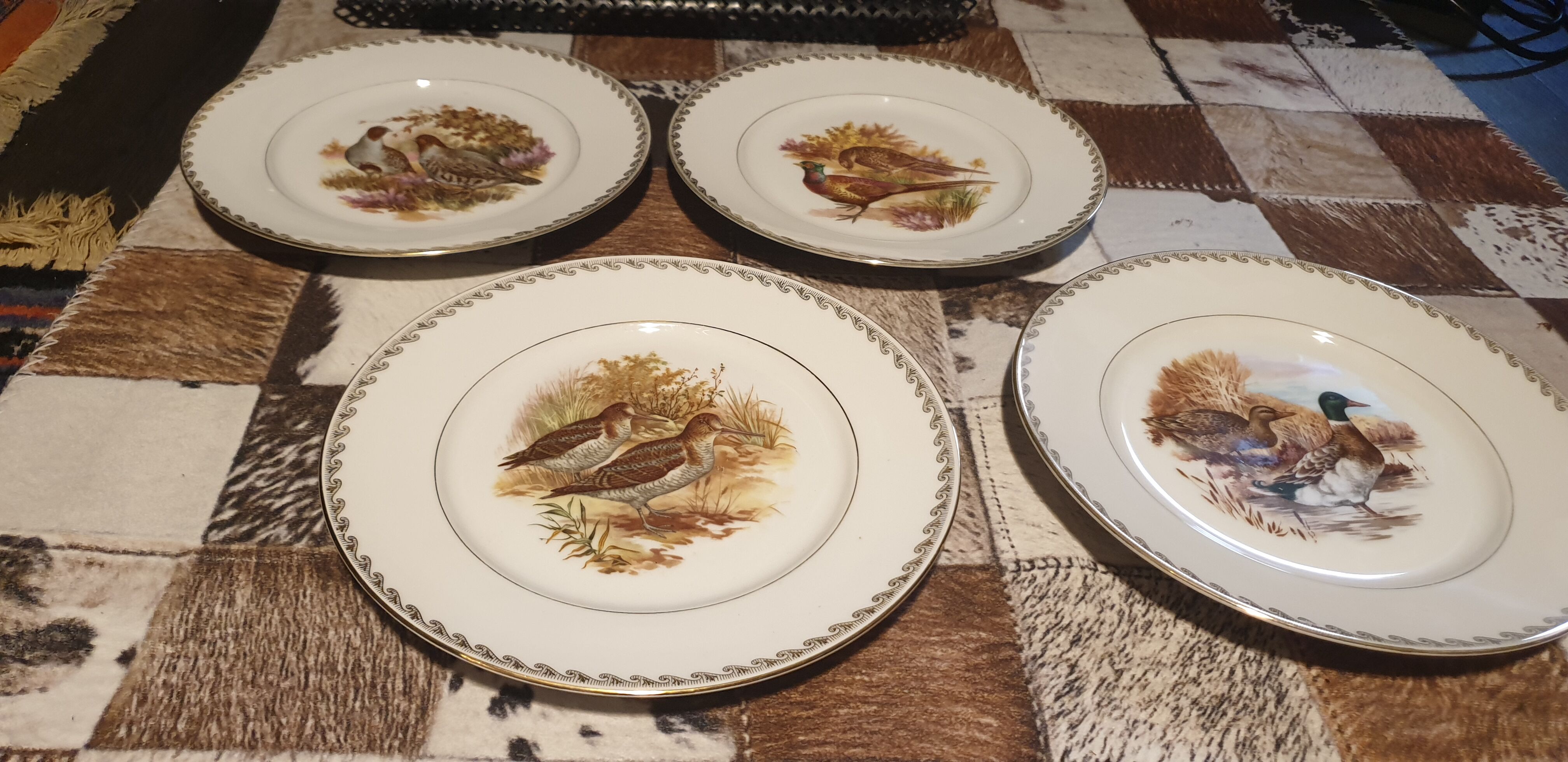 Lot de 24 assiettes plates scènes de gibiers