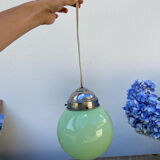 Suspension ball in art deco green glass 1930