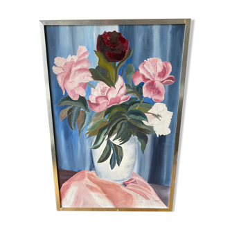 “Vase of flowers” painting by Edmee-Redon