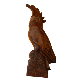 Sculpture en bois représentant un perroquet