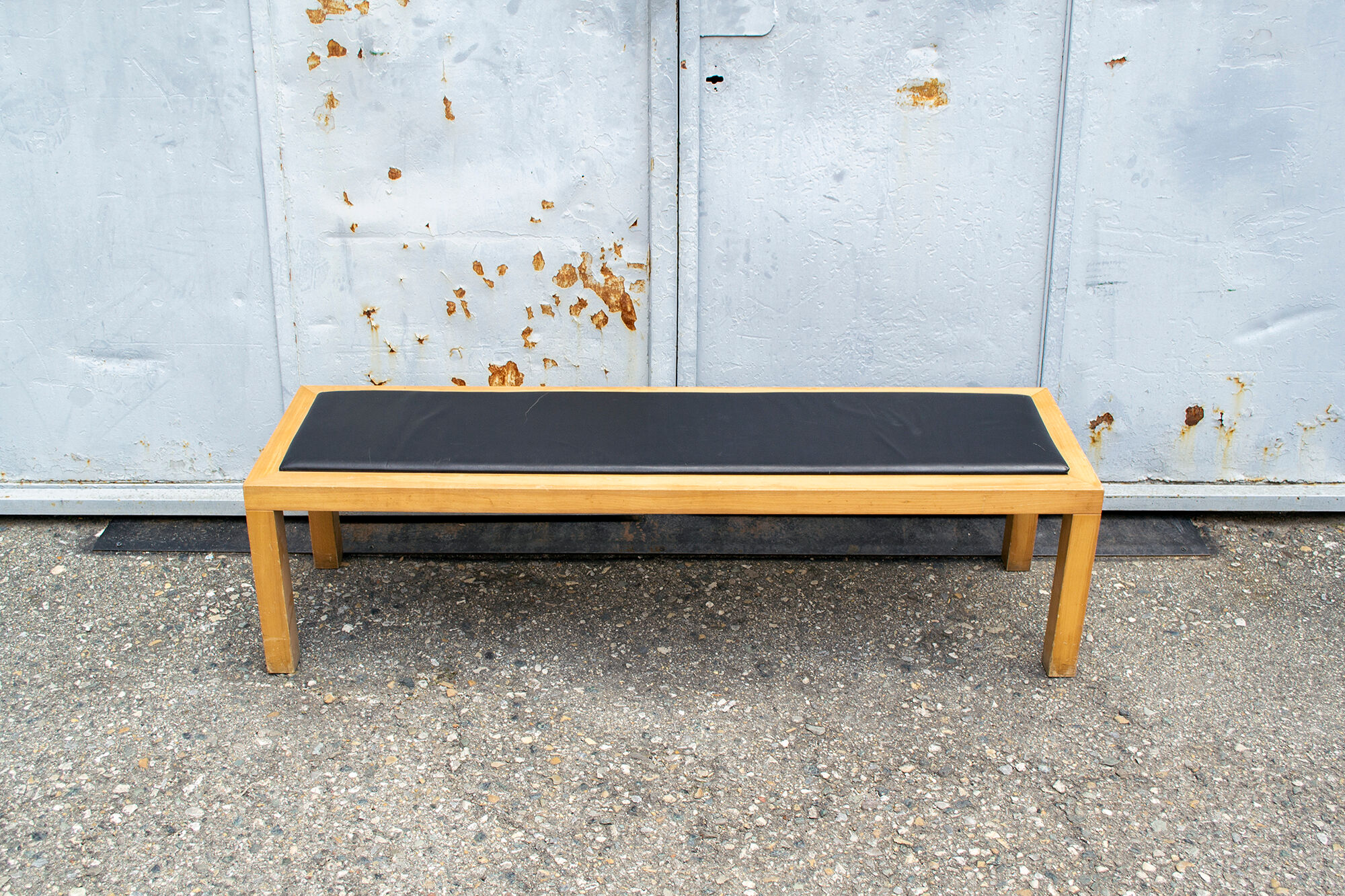 Bench in wood and leather by Salmistraro, Italy, 80s