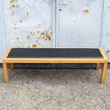 Bench in wood and leather by Salmistraro, Italy, 80s